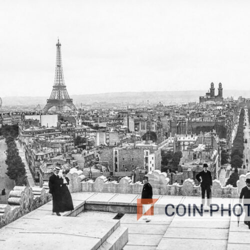 Photo d'un panorama de Paris depuis le toit de l'Arc de Triomphe - Années 1900