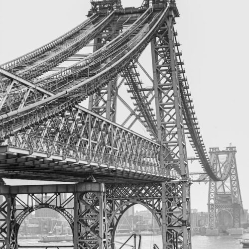 Photo de la construction du pont de Williamsburg à New York - 1900