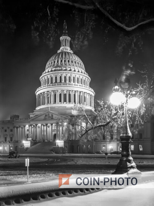 Photo du Capitole des États-Unis de nuit - 1940