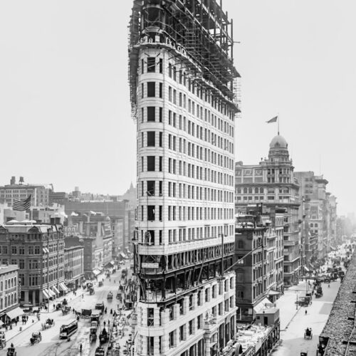 Photo du Flatiron building en construction à New York - 1902