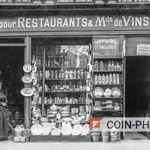 Photo d'un magasin de fourniture pour hôtels, table d'hôte et restaurants à Paris en 1911