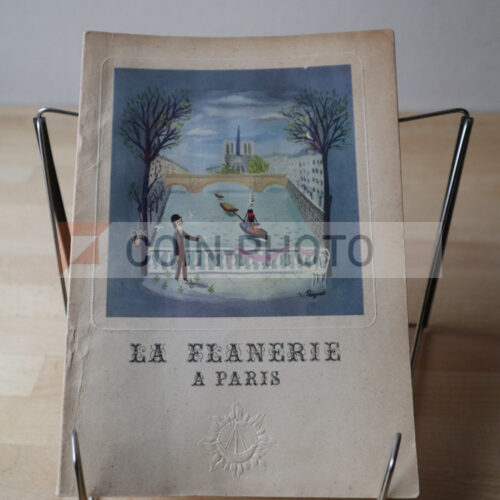 Couverture de la plaquette La Flânerie à Paris illustrée par Raymond Peynet montrant un couple d'amoureux (1946)