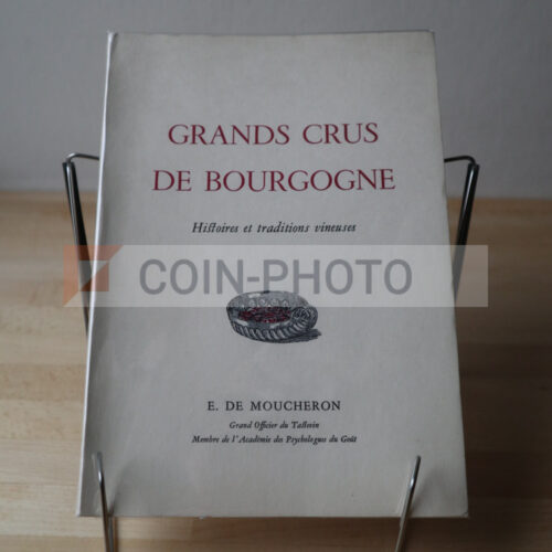 Couverture illustrée du livre Grands Crus de Bourgogne (1955) avec un dessin de vigne par François Choppin de Janvry